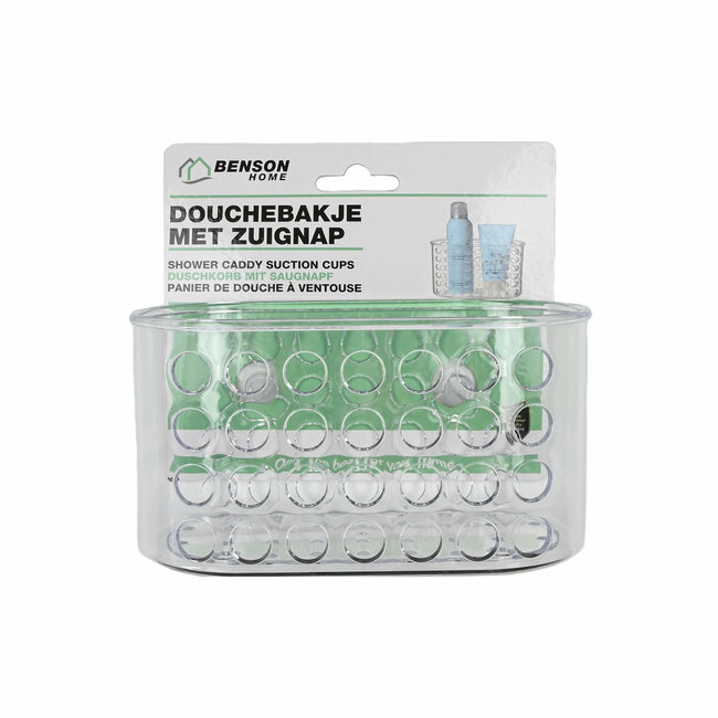 Benson Transparant douchebakje met zuignap - medium - praktisch en stijlvol