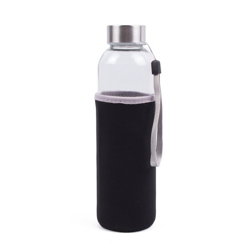 Benson Drinkfles - Glas met Zwarte Hoes - 500 ml Benson Drinkfles - Glas met Zwarte Hoes - 500 ml