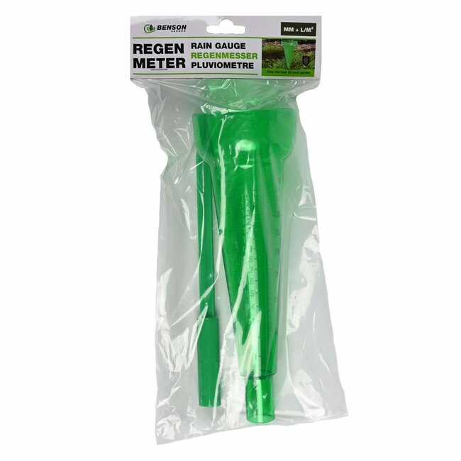 Benson Regenmeter - Liter en mm Aanduiding - Groen - Inclusief Spies - 24 cm