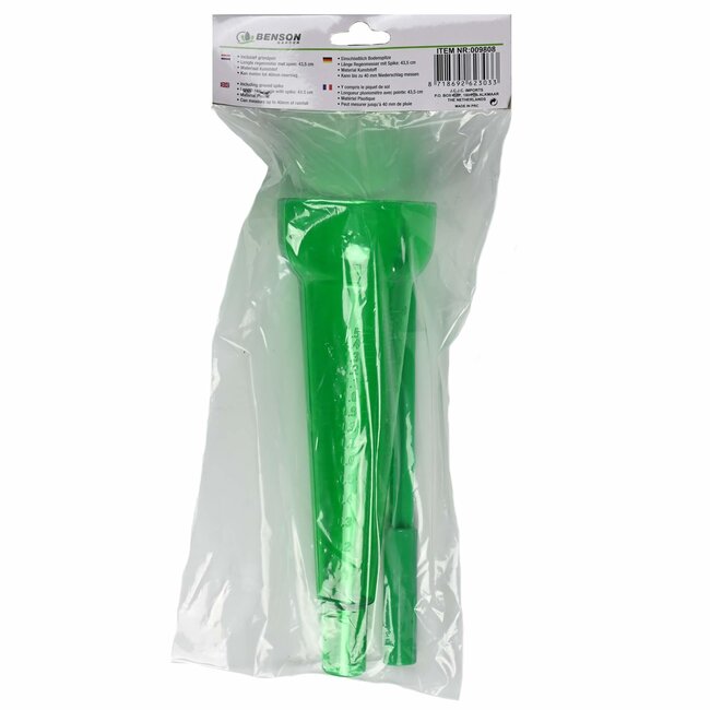 Benson Regenmeter - Liter en mm Aanduiding - Groen - Inclusief Spies - 24 cm