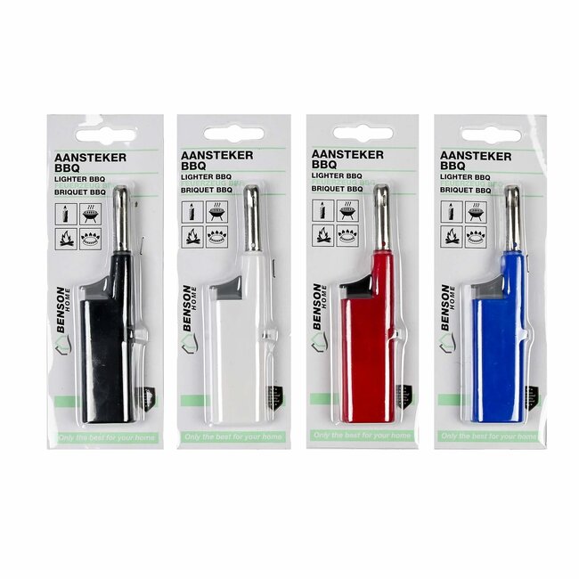 Benson Navulbare BBQ-aansteker - verstelbare vlam - kinderslot - 124 mm - kleurenmix