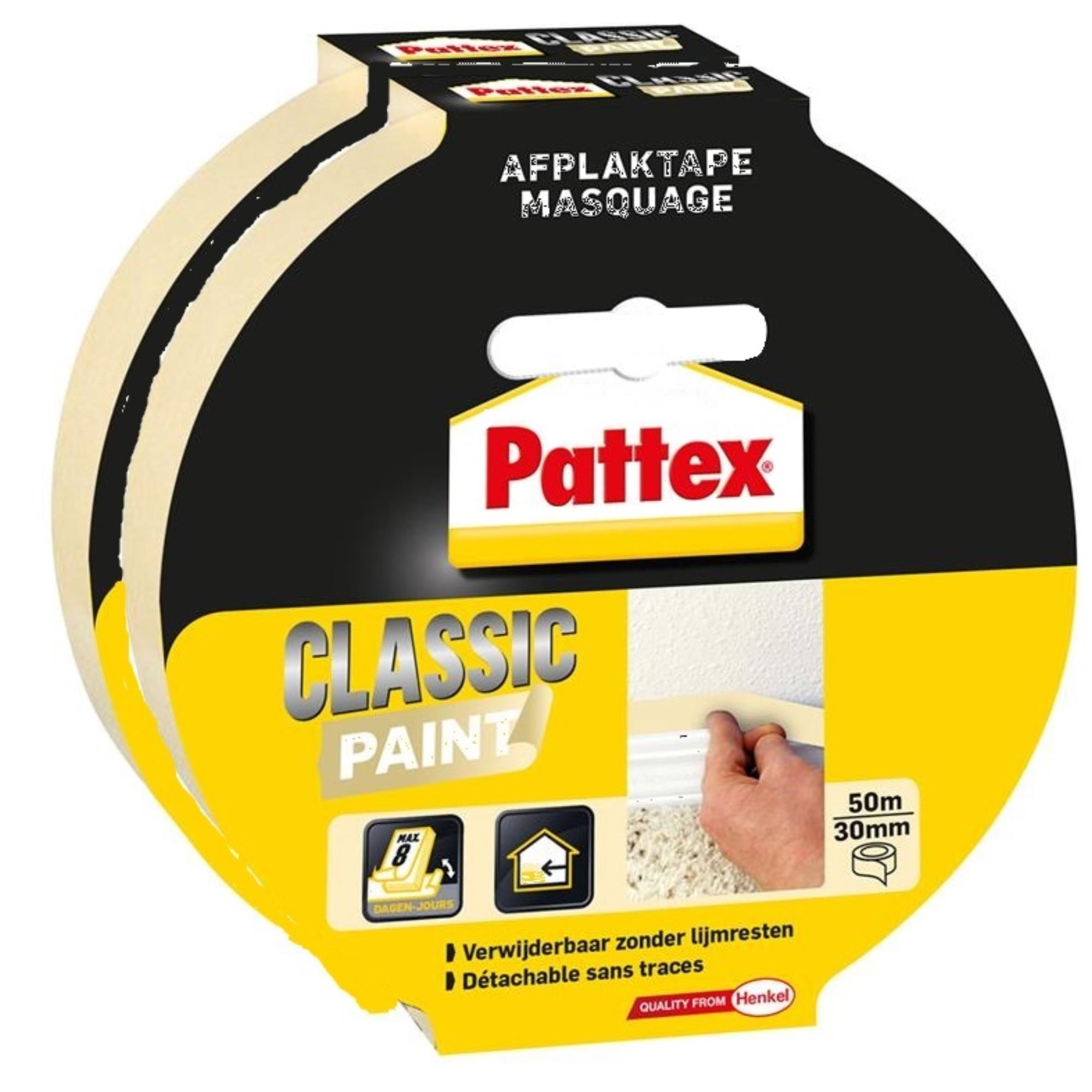 Pattex Afplaktape - Schilders Tape - 30 mm - 2 x 50 meter - Classic
