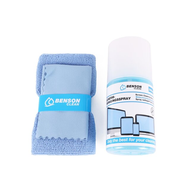 Benson Schermreinigingsset - 200 ml reiniger - inclusief 2 doeken - alcoholvrij - streepvrij