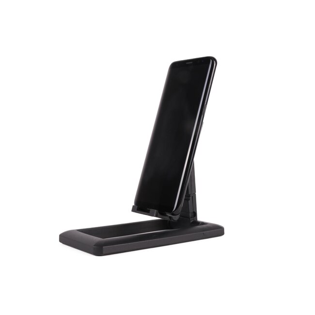 Benson Verstelbare telefoon- en tablethouder - compact - opvouwbaar - met opbergetui - zwart - 7 x 14 x 5 cm