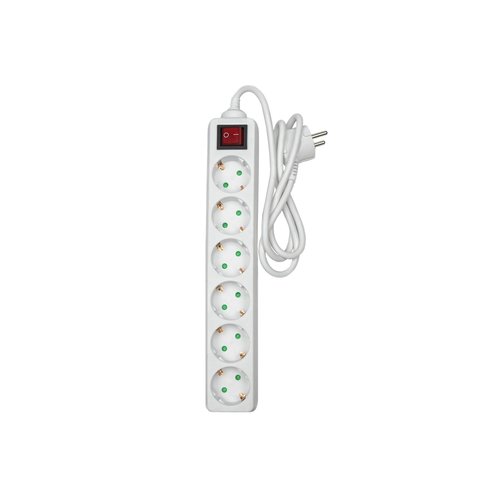 Benson Stekkerdoos - 6 Voudig - Randaarde - Schakelaar - 1 meter - 3 x 1 mm2 - Wit Benson Stekkerdoos - 6 Voudig - Randaarde - Schakelaar - 1 meter - 3 x 1 mm2 - Wit