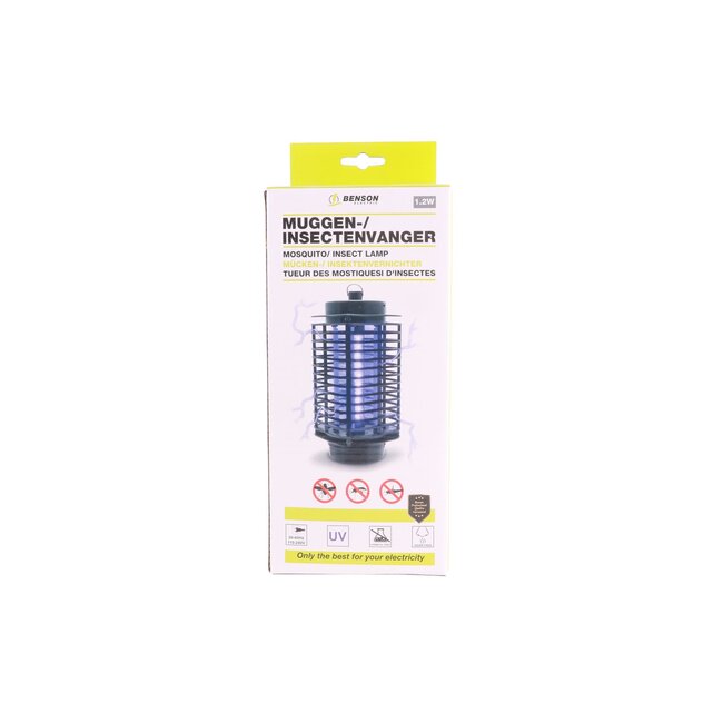 Benson Muggenlamp - UV-LED - 1.2 watt - Zwart - Bereik 40 m²