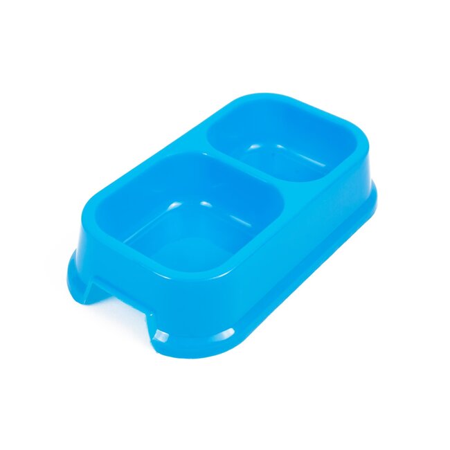 Benson Dubbele voerbak voor hond/kat - flexibel plastic - 25 x 14 cm - assorti kleuren