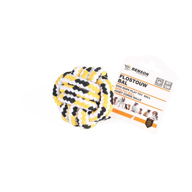 Benson Flostouw bal voor honden - Ø7 cm - Katoen - Tandverzorging en speelplezier