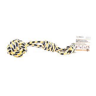 Benson Flostouw bal met handgreep - Katoen - 28 cm - Voor honden Benson Flostouw bal met handgreep - Katoen - 28 cm - Voor honden