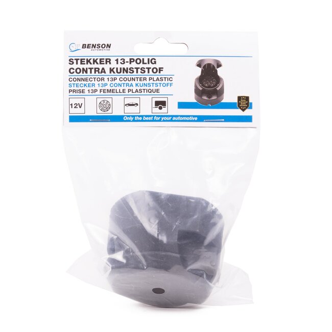 Benson 13-polige stekkerdoos - robuust kunststof - auto en camper - extra functies