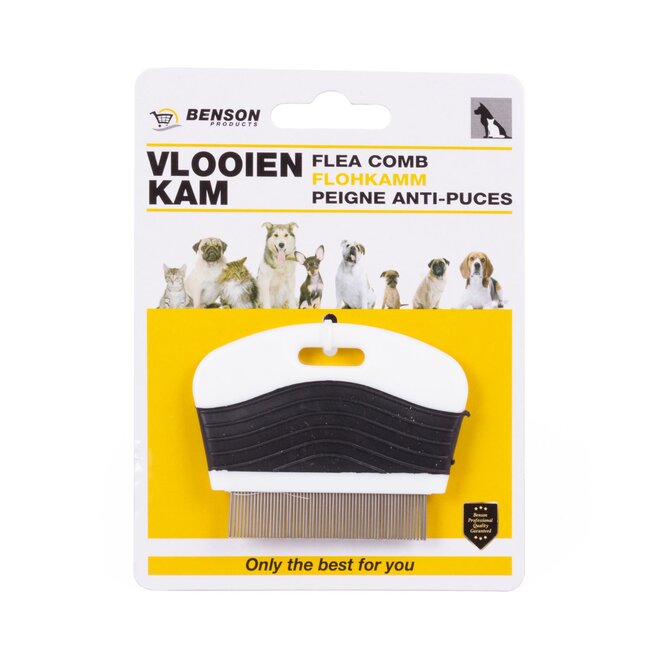 Benson Antislip vlooienkam - ergonomisch - 13 mm tanden - 7,3 x 6 cm