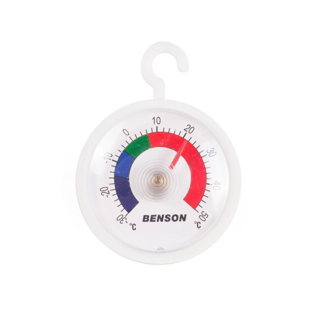 Benson Analoog koelkast- en vriezerthermometer - rond - Ø 44 mm - wit - meetbereik -30°C tot +50°C