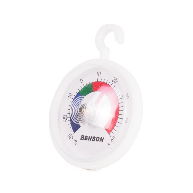 Benson Analoog koelkast- en vriezerthermometer - rond - Ø 44 mm - wit - meetbereik -30°C tot +50°C