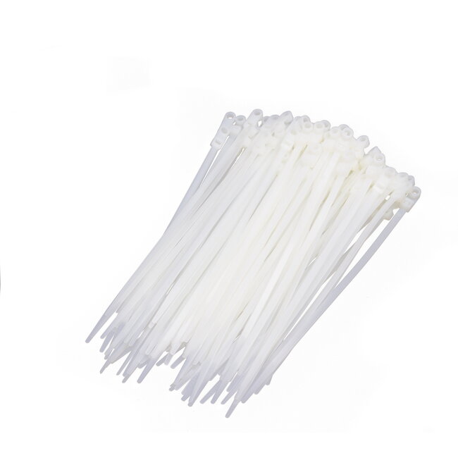 Hofftech Tie ribs met oog en schroefbaar - 4.8 x 200 mm - wit - set van 100 stuks