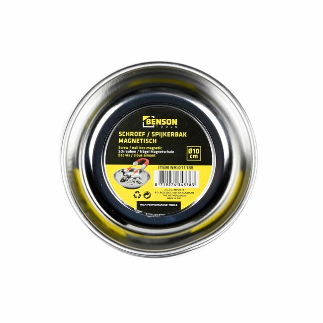 Benson Schroef- en spijkerbak met magneet - Ø 10 cm - roestvrij staal - antislip
