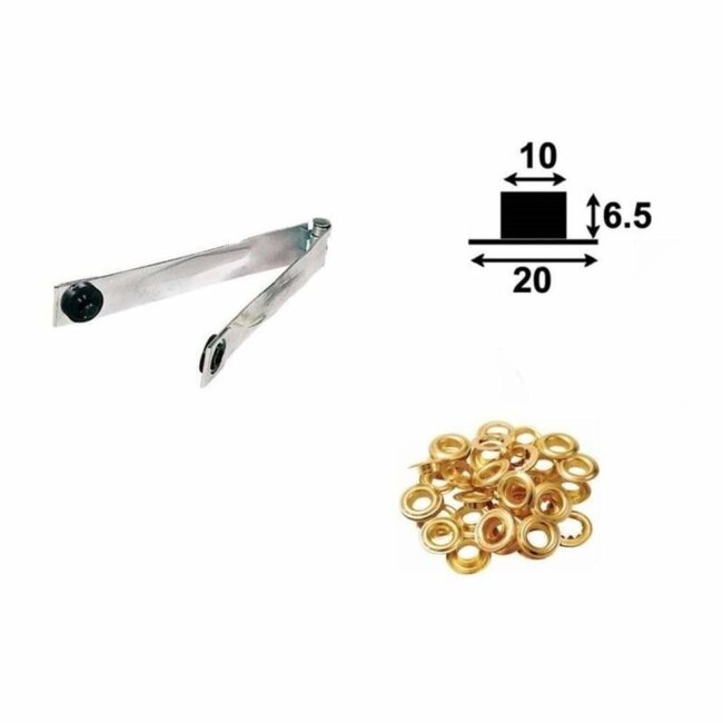 Benson Zeilringtang met hamer - Inclusief 100 ogen - Binnendiameter 10 mm