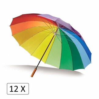 Benson Regenboog Golfparaplu - Ø 130 cm - 16 Banen - 12 stuks