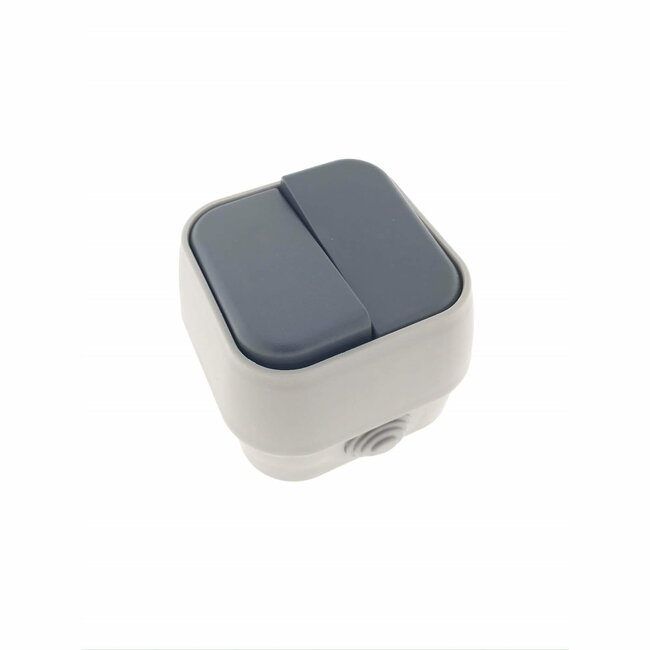 Benson Wandcontactdoos wisselschakelaar - IP54 - 10A - wit/antraciet - duurzaam - 76×70×54 mm