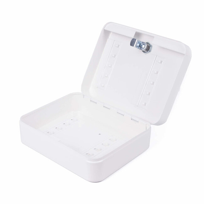 Benson Sleutelbox met 20 haken - genummerd haakrastersysteem - cilinderslot - wandmontage - wit - 16 × 7 × 20 cm