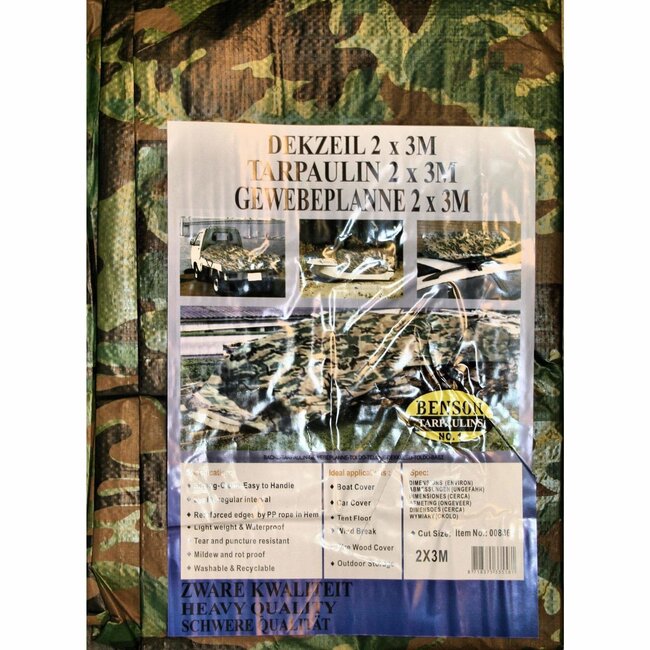 Benson Camouflage afdekzeil - verstevigde hoeken - UV-bestendig - 4x5 meter - 20 m²