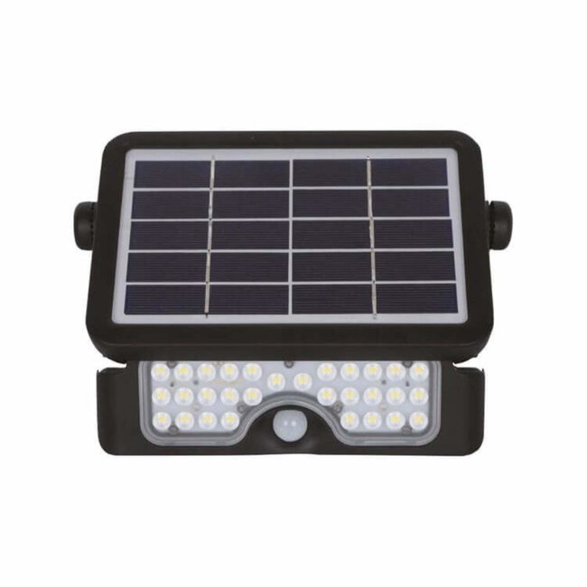 Hofftech Krachtige solar LED-schijnwerper - 500 lumen - Bewegingssensor - 30 SMD LEDs - 90° lichtbundel - 4000K