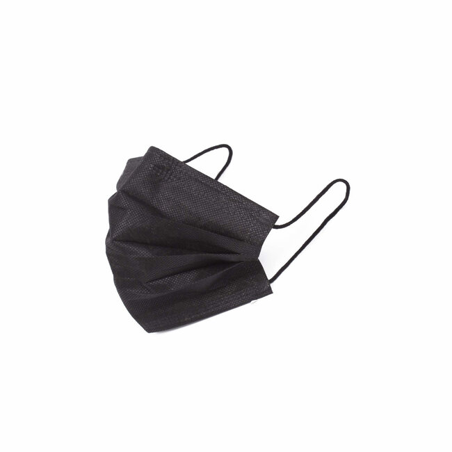 Benson Wegwerpmaskers - 3-laags - zwart - 50 stuks - antibacterieel - latexvrij