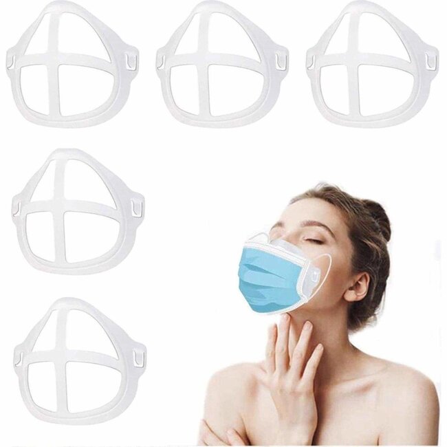 Benson 3D mondkapjeshouder - verbeterde ademruimte - herbruikbaar - 5 stuks