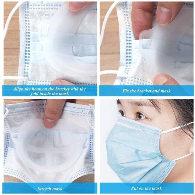 Benson 3D mondkapjeshouder - verbeterde ademruimte - herbruikbaar - 5 stuks