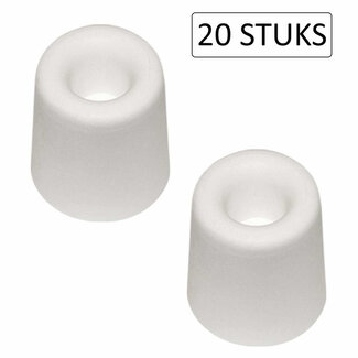 Benson Ronde deurstopper - wandmontage - hoogwaardig rubber - set van 20 - wit
