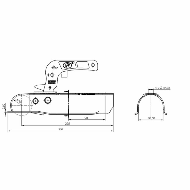 Benson Disselkoppeling - Rond - Ø 60 mm - 800 kg - Verzinkt - E4-gekeurd