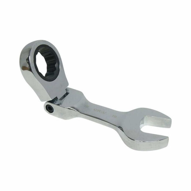 Hofftech Steek- en ringratelsleutels - 5-delig - buigbaar tot 90° - hoogglans verchroomd - extra kort