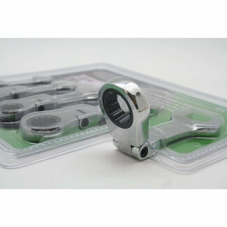 Hofftech Steek- en ringratelsleutels - 5-delig - buigbaar tot 90° - hoogglans verchroomd - extra kort