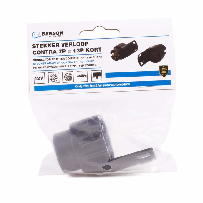 Benson Compacte aanhanger stekker verloop - 7-polig naar 13-polig - duurzame ABS - messing contacten - vergrendelingshaak