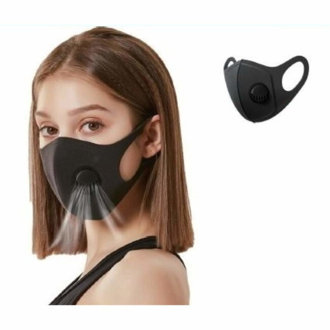 Benson Zwart mondkapje met ademfilter - herbruikbaar en comfortabel - 32x13 cm