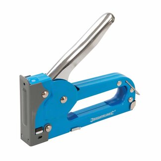 Silverline Handtacker - staal - met ontnieter - 4-8 mm type 53 - verchroomd - inclusief 100 nietjes - bekleding en knutselwerk