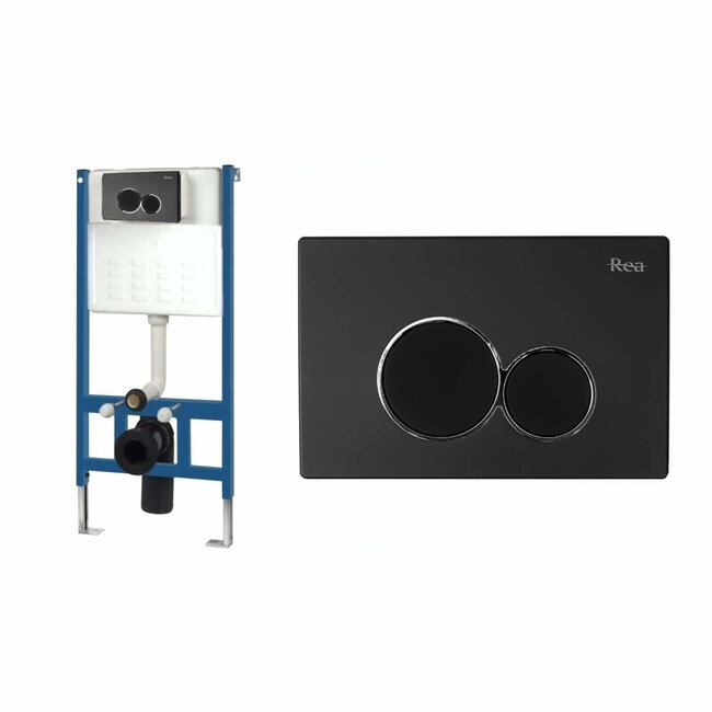 REA Dual Flush Inbouwreservoir H112 + Drukplaat E - Mat Zwart