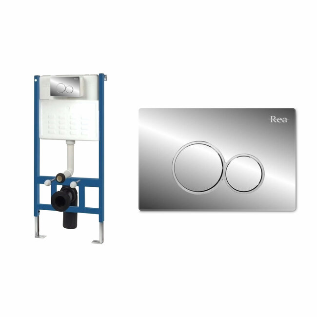 REA Dual Flush Inbouwreservoir H112 + Drukplaat E - Chroom