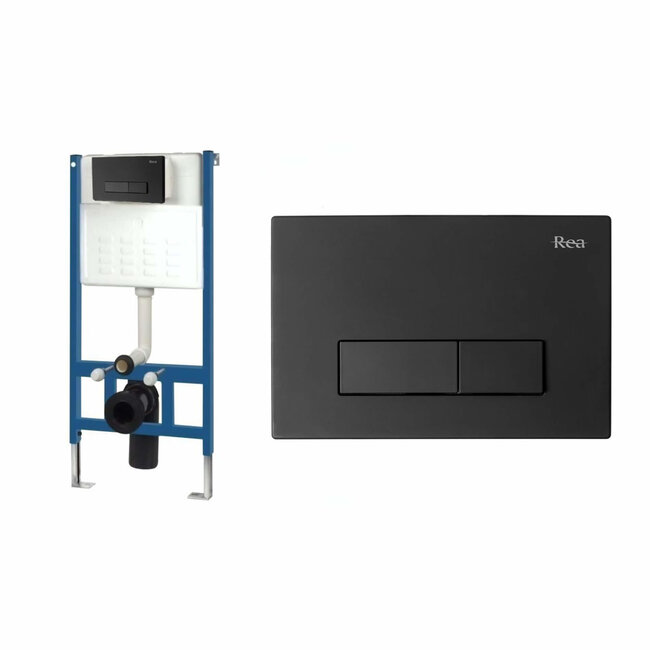 REA Dual Flush Inbouwreservoir H112 + Drukplaat H - Mat Zwart