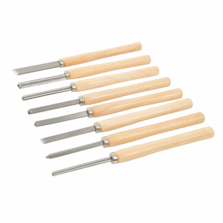 Silverline Houtbeitelset - 8-delig - Lange zachthouten handvaten - Stalen schachten - 360 mm