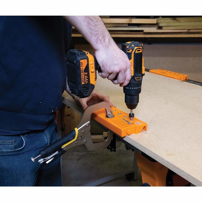 Triton Schappenmal en boormal - kunststof - 7 boorgeleidingen, 32 mm hart-op-hart - kliksysteem, diepte 30/50 mm - kasten