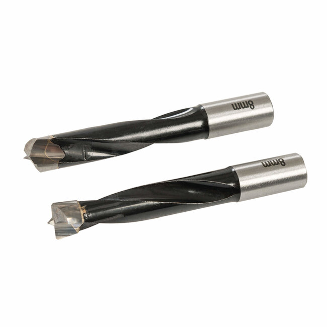 Triton Deuvelmachine boor bits - hardmetaal - dubbele groef - 8 mm - 2 stuks