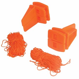 Silverline Metselkoord set - polyethyleen - rekbestendig - met vergrendelblokken - 2 x 18 m - oranje - metsel- en straatwerk