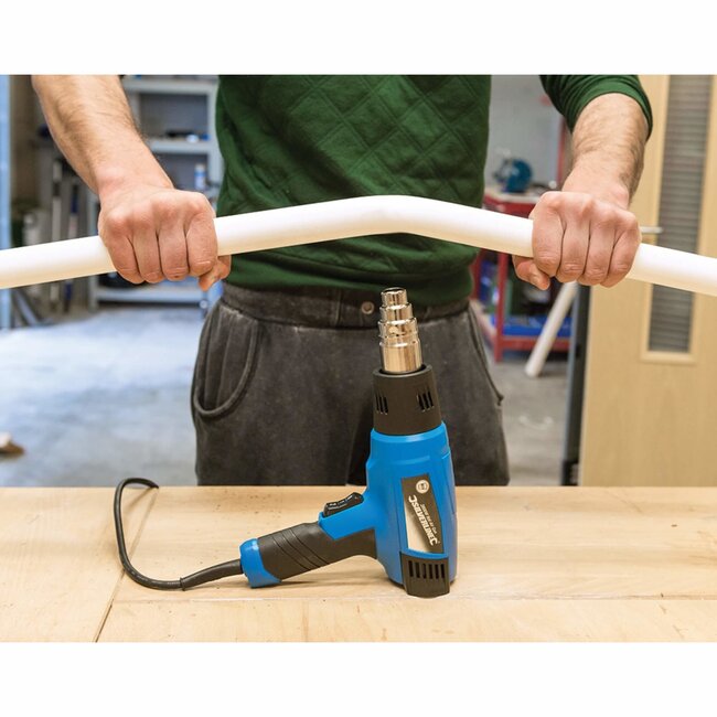 Silverline Heteluchtpistool verstelbaar 2000 watt - 550 graden - 3 snelheden - 4 mondstukken - verfstrippen, krimpen, ontdooien