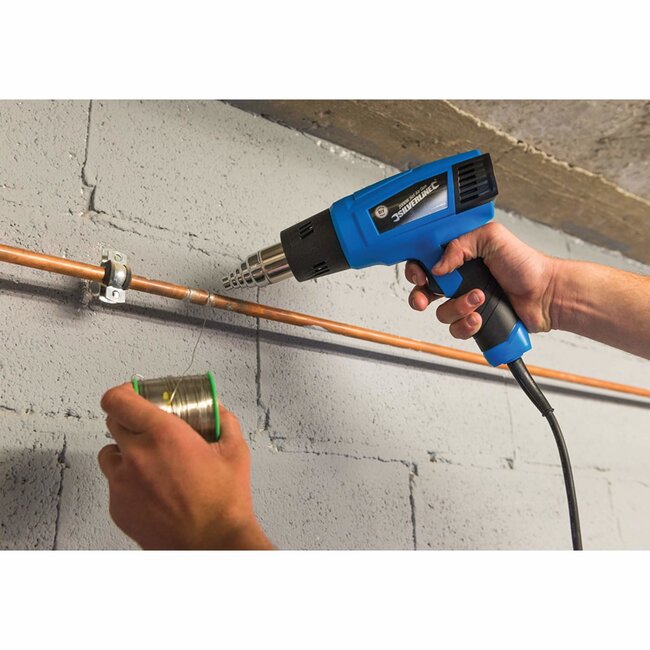 Silverline Heteluchtpistool verstelbaar 2000 watt - 550 graden - 3 snelheden - 4 mondstukken - verfstrippen, krimpen, ontdooien