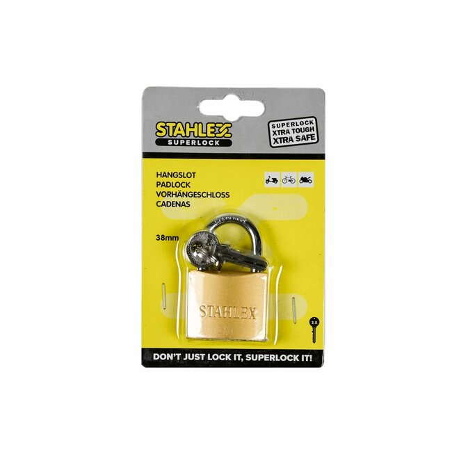 Stahlex Hangslot - middelmaat - geharde beugel - 38 mm - 10 stuks