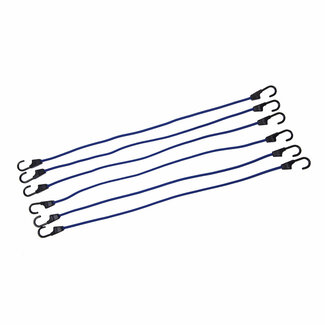 Silverline Set elastische spanbanden met haken - 8 mm dik - 900 mm lang - 6 stuks - blauw