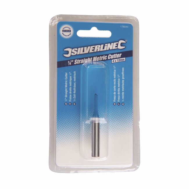 Silverline rechte groeffreesbit - hardmetalen snijranden, geharde schacht - 4 x 12 mm - groeven en afkanten in hout en kunststof