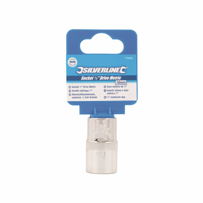 Silverline Dopsleuteldop zeskant 16 mm - chroom-vanadiumstaal - ondiep, roestbestendig - chroom - voor moeren en bouten