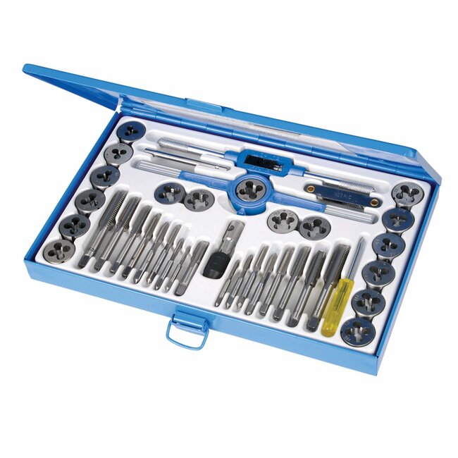 Silverline Complete tap- en snijset - 40-delig - gehard staal - met opbergkoffer