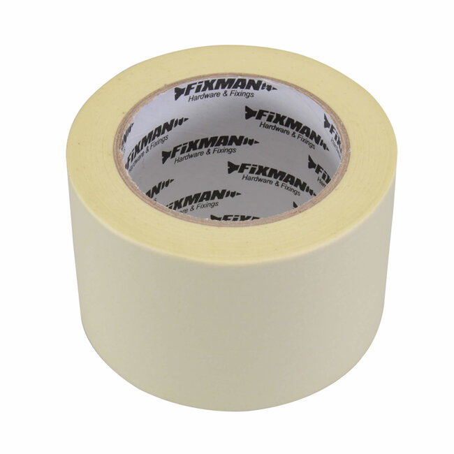 Fixman afplaktape - synthetisch rubber - schrijfbaar, residuvrij - 75 mm x 50 m - beige - voor plastic, metaal, glas en hout